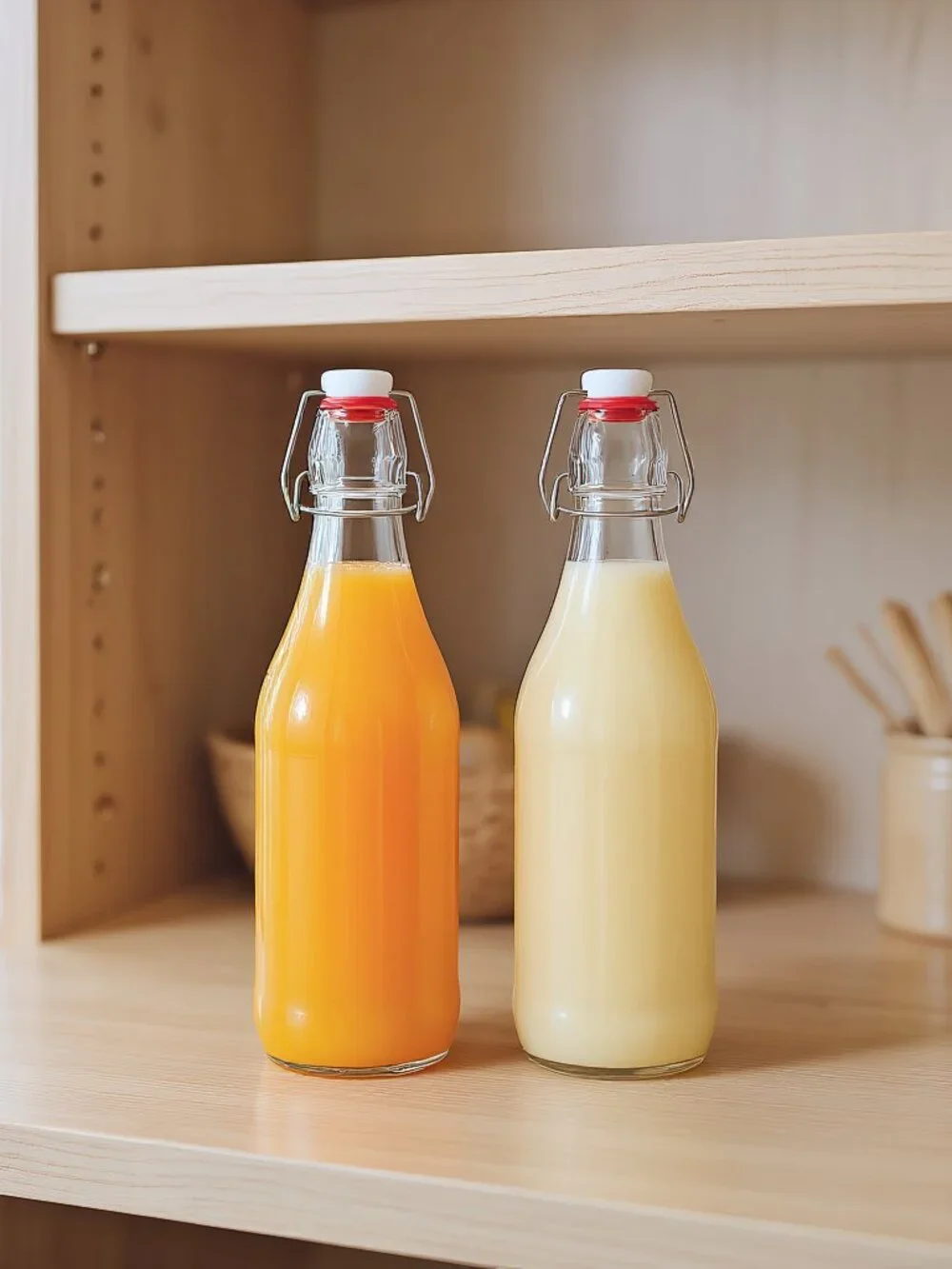 2Pack (32oz) Glass Swing Top Bottles with Airtight Flip-Top Lids - Brewing Jars